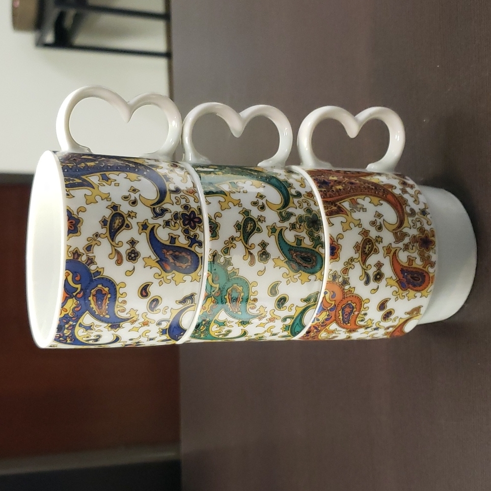 Mid Century Modern Paisley Mugs